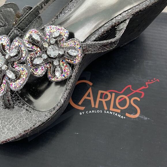 Carlos Santana Silver Embellished Platform Sandal, Size 8.5M - Picture 12 of 12